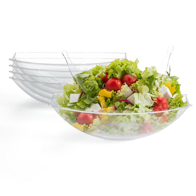 Crown Display 8 Pack Disposable Salad Serving Bowl Oval Stadium Bowl - Plastic Bowl Stadium Oval Chips Dips and Snack Bowl, 1 of 10