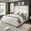 AMERLIFE Size 62" Corduroy Upholstered Bed Frame Extra Tall Wingback Headboard - 3 of 4