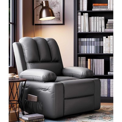 Oversized Recliner Chairs with Heat and Massage - Lazy Sofa for Adults- Manual Chair Recliner with Cup Holder