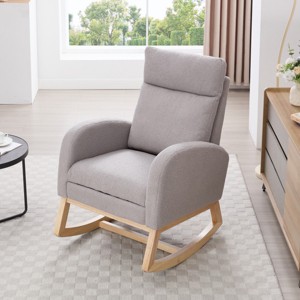 Nursery Rocking Chair with Adjustable Footrest & Headrest, Modern Teddy Recliner with Storage Pocket for Living Room Bedroom-3irtyhousy - 1 of 4