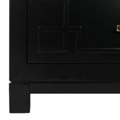 Transitional Black and Gold 3-Drawer Chest with Carved Details