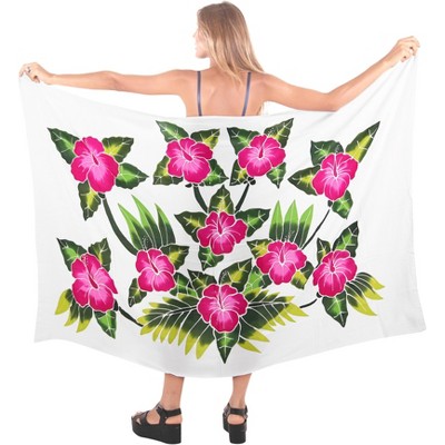 LA LEELA Women's Beach Bikini Swimwear Cover up Wrap Skirt Bathing suit Summer Wraps Sarong Swimsuits for Women One Size White, Floral