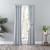 Ellis Curtain Plaza Classic Ticking Stripe Printed on Natural Ground 3" Rod Pocket Tailored Panel Pair Blue - 2 of 4