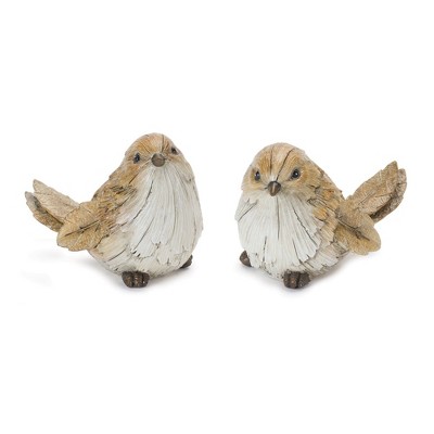 Melrose Carved Leaf Bird Figurine (Set of 2)
