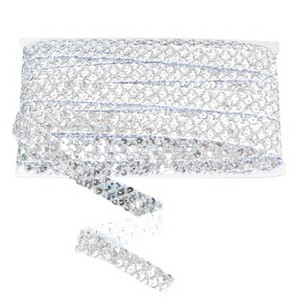 Sewing Sequin Trim 0.9 Inch 4 Row, 25 Yards Glitter Sequin Ribbon Metallic Stretch Bling Strip DIY Craft Decoration - 1 of 4