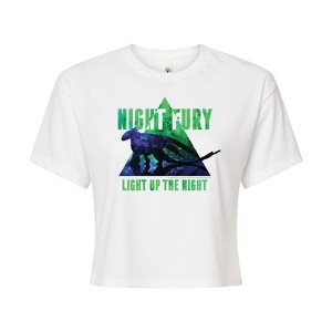 Women's - How to Train Your Dragon - Night Fury Light Up The Night Cropped Graphic T-Shirt - 1 of 4