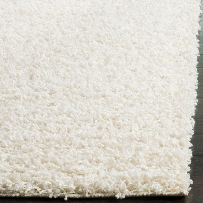 Plush Athens White Shag Area Rug, Hand-Knotted 4' x 6'