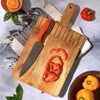 SEVOBAL Serving Platters Handmade Teak Wood Cheese and Bread Board with Natural Symmetry Modern Design for Cakes, Appetizers, Brown, 10.5"*19.5"*0.7" - 2 of 4