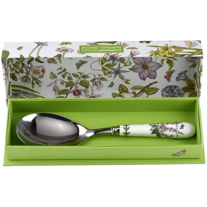 Portmeirion Botanic Garden Serving Spoon, 10 Inch Serving Spoon with Porcelain Handle, Foxglove Motif, Made from Stainless Steel and Porcelain, 3 of 6