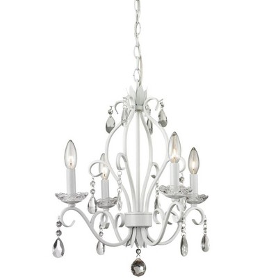 Princess 4-Light Mini Chandelier - Matte White Steel with Clear Crystals, Dimmable Elegance