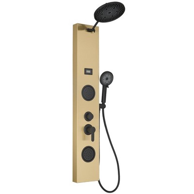 BWE 2-Spray Rain Shower Tower Shower Panel System with Rainfall Shower Head and Shower Rod
