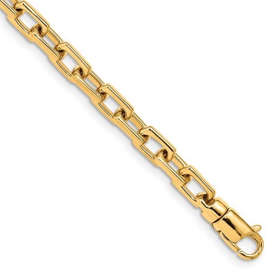 Black Bow Jewelry 5mm 14K Yellow Gold Solid Fancy Cable Chain Bracelet, 8 Inch