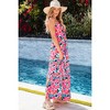 Amaryllis Women's Floral Maxi Dress Tiered Flowy Skirt Adjustable Straps Summer Vacation Sundress - 4 of 4