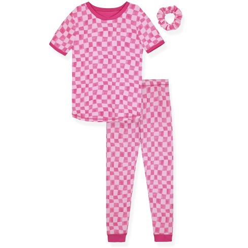 Sleep On It Girls 2-Piece Fleece Pajama Sets- Plaid, Pink & White