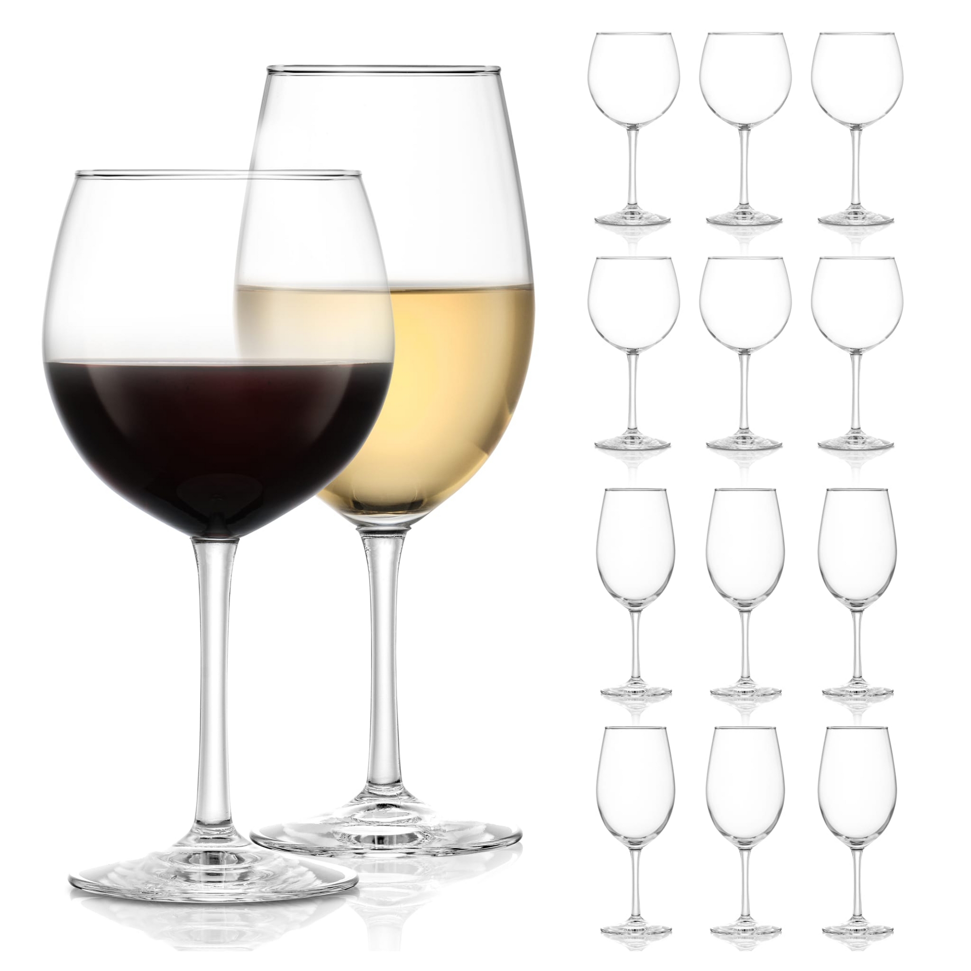 Libbey Vineyard Reserve 12 Piece Wine Glass Party Set for Chardonnay and Merlot/Bordeaux