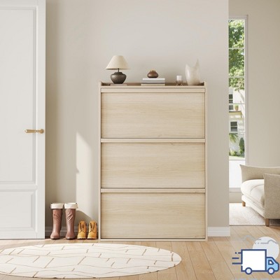 Jojoka Wooden Shoe Cabinet with Adjustable Shelves, Hidden Flip Storage for Entryway, Hallway, or Living Room