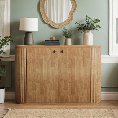 Hommoo 47" Farmhouse Fluted Sideboard Buffet, 2-Shelf Coffee Bar Cabinet