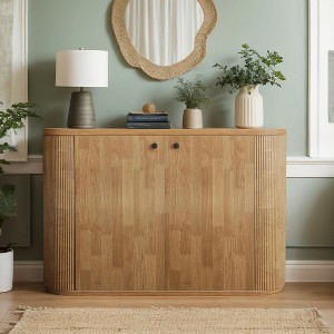 Hommoo 47" Farmhouse Fluted Sideboard Buffet, 2-Shelf Coffee Bar Cabinet - 1 of 4