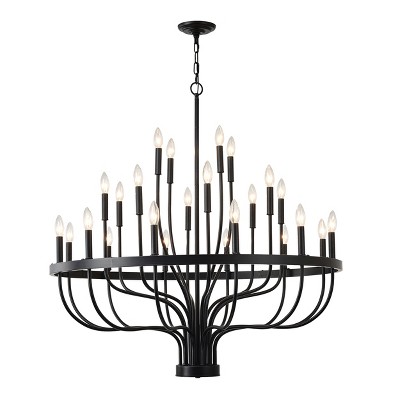 BAOURE 5 Light Black Farmhouse Kitchen Island Lighting Industrial Linear Chandelier for Dining Room