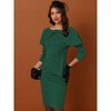 Allegra K Women's 3/4 Sleeve Midi High Waist Bow Tie Neck Invisible Zipper Solid Evening Gowns Dress - 2 of 4