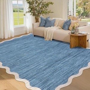 Washable Scalloped Area Rug, Soft Non-Slip Large Area Carpet for Bedroom, Living Room, Dining Room, Nursery, Modern Farmhouse Style - 1 of 4