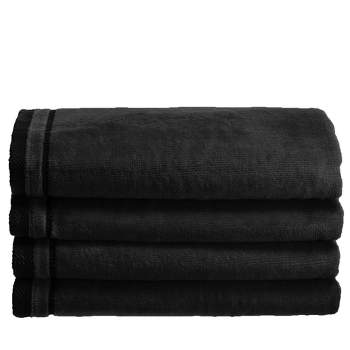 Creative Scents Black Cotton Velour Fingertip Towels Set of 4