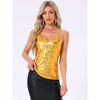 Allegra K Women's Metallic Shiny Party Deep V Neck Spaghetti Straps Cami Tops - 3 of 4