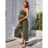 Women's Maternity Jumpsuit Summer Smocked Casual Sleeveless Long Pants Loose Wide Leg High Waist Romper Overalls Pockets - 4 of 4