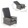 Outdoor Wicker Swivel Recliner Chair, Lifting Footrest, 360 Degree Rotating Basic, Water-resistant Cushions - 3 of 4
