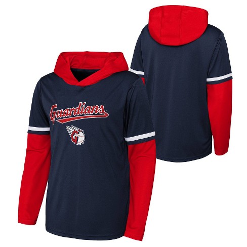 MLB Cleveland Guardians Boys' Long Sleeve Twofer Poly Hooded Sweatshirt - XS