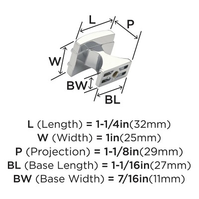 Polished Chrome Rectangular Cabinet Knob with Mounting Hardware