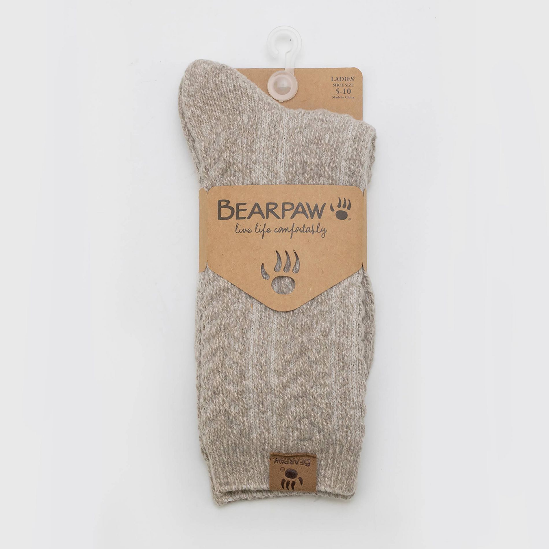 Bearpaw Women's Boot Crew Socks Large Cable 1pk - Vintage Khaki