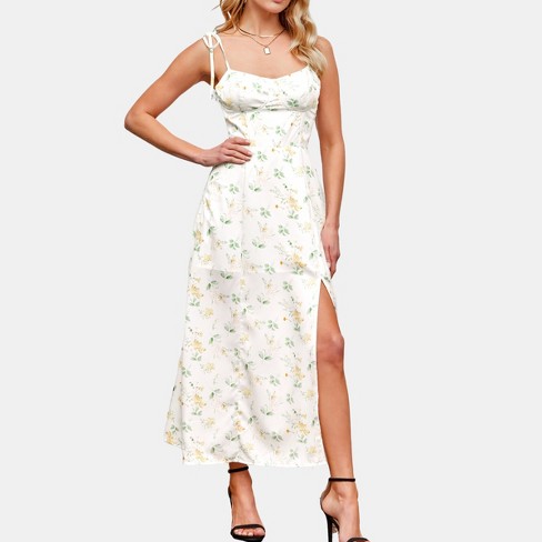 Women's Floral Bustier Slip Maxi Dress - Cupshe-l-white : Target