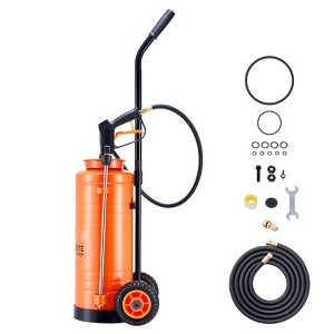 VEVOR Industrial Concrete Sprayer with Wheeled Cart, 3.5 Gallon Stainless Steel Sprayer, Heavy Duty Tri-Poxy Pump Sprayers, 20.5"Wand, Orange - 1 of 4
