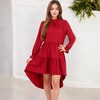 Anna-Kaci Women's High Neck Tiered Swing Dress with Long Sleeves for Casual Looks - 4 of 4