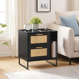 Nightstand, End Table with Charging Station, Side Table with Storage Compartment and 2 Drawers - 1 of 4