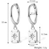 Star Burst Square Dangle Hoop Earrings 925 Sterling Silver | Cubic Zirconia Crystal | Hypoallergenic Fashion Jewelry - 2 of 4