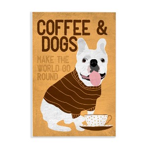 Stupell Industries Coffee and Dogs Phrase French Bulldog Caf� Pet Wall Plaque Art, 13" x 19" - 1 of 4