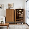 31"/47" Six Tier Shoe Cabinet Sliding Door Adjustable Shelves Mid Century Modern Freestanding Entryway Organizer - 2 of 4