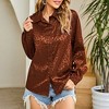 Leopard Stain Button Down Shirts for Women Roll Up Long Sleeve V Neck Casual Work Shirts - 2 of 4