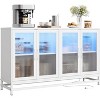 Sideboard Buffet with Power Outlet & LED Light, 55" Large Wood Storage Cabinet with 4 Doors and Adjustable Shelves - 2 of 4