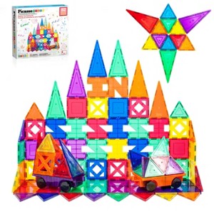 PICASSO-TILES Magnetic Tiles for Kids, 82PCS Construction STEM Building Blocks Educational Toy - 1 of 4