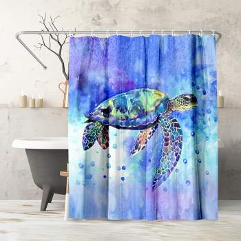 Americanflat 71 X 74 Shower Curtain, Coral Reef Sea Turtle 2 By