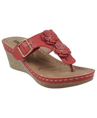 GC Shoes Narbone Flower Comfort Slide Wedge Sandals