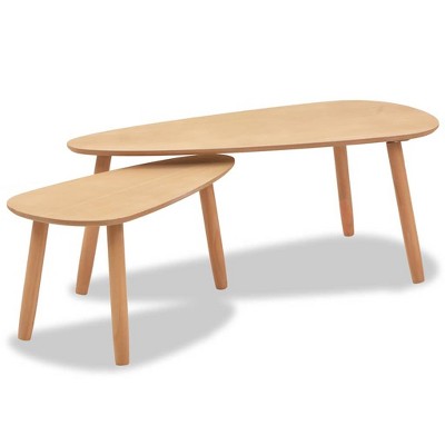 vidaXL Coffee Table Set 2 Piece End Table Side Sofa Table Solid Wood Pine - Brown