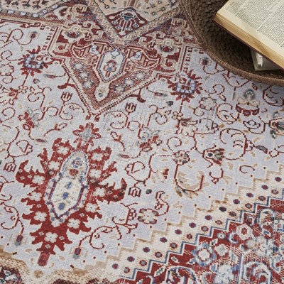 Ivory Red Persian Style Flatweave 5' x 7' Area Rug