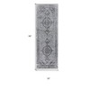 8' Gray and Silver Oriental Power Loom Worn Faded Runner Rug - 3 of 4