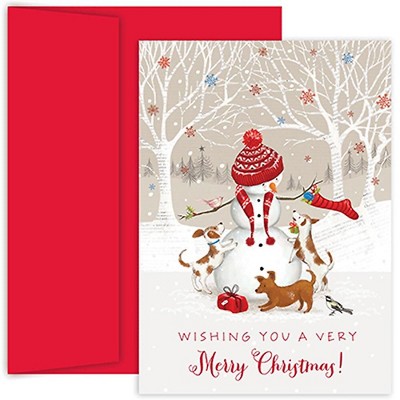 JAM Paper Christmas Cards Set Snowman and Friends 18/Pack 526854200