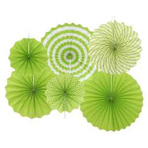 Unique Bargains Home Party Decoration Festive Paper Fans with 6 Pcs - 1 of 4