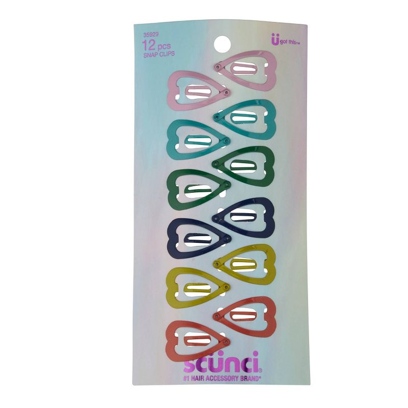 sc&#252;nci Kids Metal Heart Shaped Hair Snap Clips - Assorted Colors - 12pcs, 1 of 6